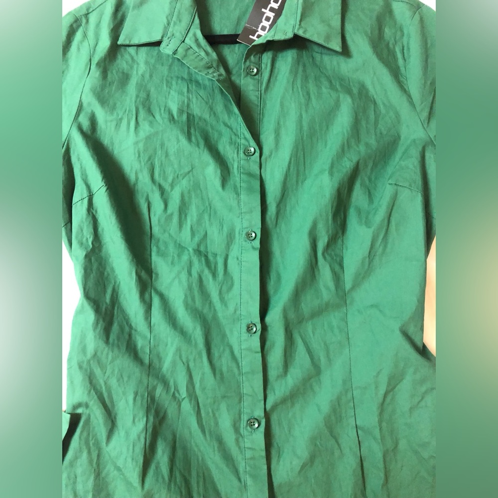 BOOHOO PLUS CHECK SELF BELTED SHIRT DRESS SIZE: 14 - Picture 9 of 9